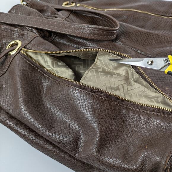 Cole Haan Brown Leather Purse Womens Drawstring Hobo Satchel Handbag Damaged - Picture 4 of 16